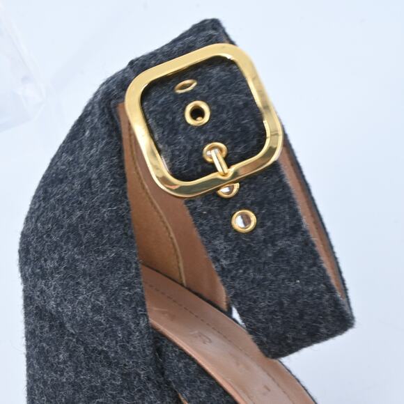 MARNI Gray Felt Rhinestone Block Heels Size 40 - Picture 11 of 13